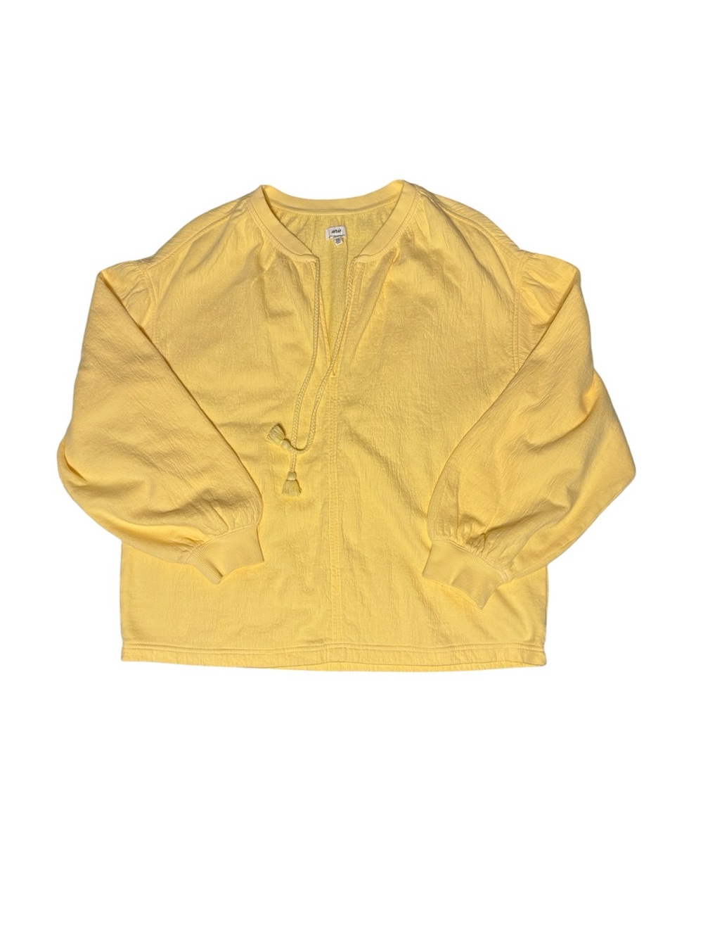 Aerie Butter Yellow Oversized Flowy Peasant Folk Bohemian Top Tassel Tie Small